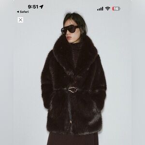 Zara Fur Coat with Belt - This Season- Sold Out